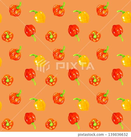 Habanero seamless pattern, hand-drawn watercolor illustration background material Habanero seamless pattern, hand-drawn watercolor illustration background material 139836632