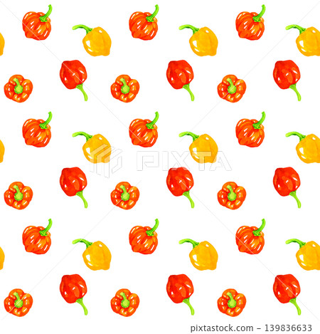Habanero seamless pattern, hand-drawn watercolor illustration background material Habanero seamless pattern, hand-drawn watercolor illustration background material 139836633