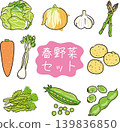 Hand-drawn style spring vegetable set 139836850