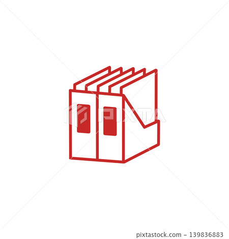 Set of 3 file boxes and documents - icon - red - simple design Set of 3 file boxes and documents - icon - red - simple design 139836883