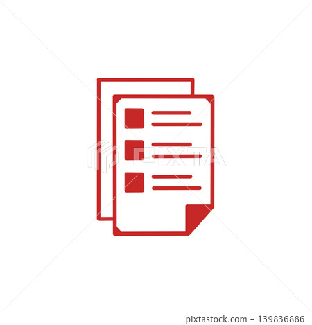 Checklist icon (red) - Multiple documents and task list Checklist icon (red) - Multiple documents and task list 139836886