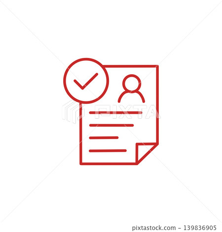 Approved resume icon, HR recruitment, OK sign, checkmark 139836905