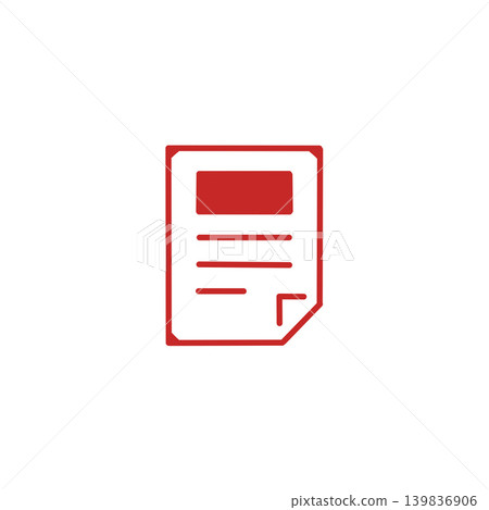 Document icon material, simple red line drawing illustration, symbol for information or article 139836906