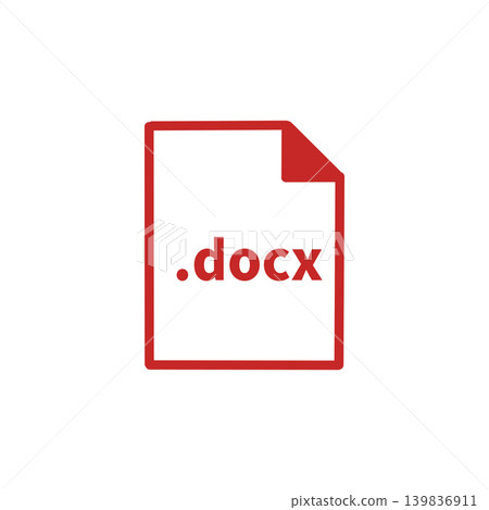 Word 文件檔案圖示 (.docx) 插圖 - 紅色、簡潔、白色背景 Word 文件檔案圖示 (.docx) 插圖 - 紅色、簡潔、白色背景 139836911