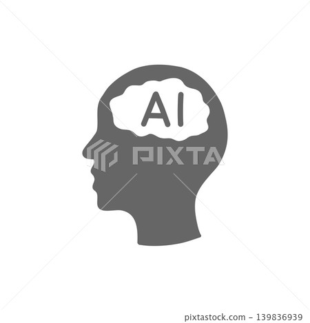 AI 圖示素材:代表人工智慧的人頭輪廓和字母「AI」。 AI 圖示素材:代表人工智慧的人頭輪廓和字母「AI」。 139836939