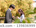 A young man and woman exchanging greetings on their first meeting and first date. 139836999