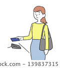 Woman using contactless payment 139837315