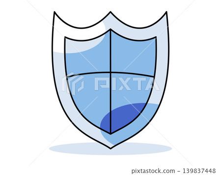 Blue shield icon with outline vector illustration. Cyber security, data protection, insurance services, privacy policy, safety measures, digital defense. Protective armor and security emblem Blue shield icon with outline vector illustration. Cyber security, data protection, insurance services, privacy policy, safety measures, digital defense. Protective armor and security emblem 139837448