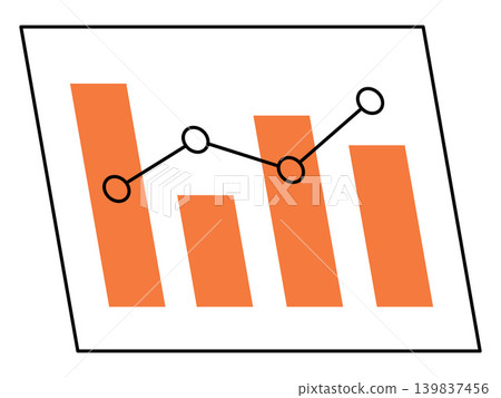 Orange bar chart and line graph vector illustration. Financial analysis, business growth, market research, data visualization, statistics, corporate reporting. Data diagram displaying results Orange bar chart and line graph vector illustration. Financial analysis, business growth, market research, data visualization, statistics, corporate reporting. Data diagram displaying results 139837456