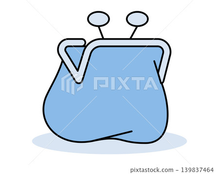 Blue vintage coin purse with metal clasp vector illustration. Personal finance, budget planning, retail shopping, cash savings, banking services, economy management. Retro money pouch and small Blue vintage coin purse with metal clasp vector illustration. Personal finance, budget planning, retail shopping, cash savings, banking services, economy management. Retro money pouch and small 139837464