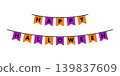 Two-tiered HAPPY HALLOWEEN garland design | Halloween decoration illustration 139837609