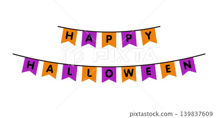 Two-tiered HAPPY HALLOWEEN garland design | Halloween decoration illustration Two-tiered HAPPY HALLOWEEN garland design | Halloween decoration illustration 139837609