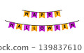 Watercolor-style HAPPY HALLOWEEN 2-line garland design | Gentle Halloween decoration 139837610