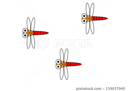 Three adorable red dragonflies Three adorable red dragonflies 139837940