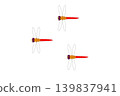 A red dragonfly flying with its wings spread. 139837941