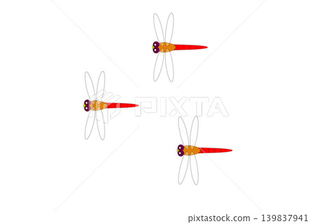 A red dragonfly flying with its wings spread. A red dragonfly flying with its wings spread. 139837941