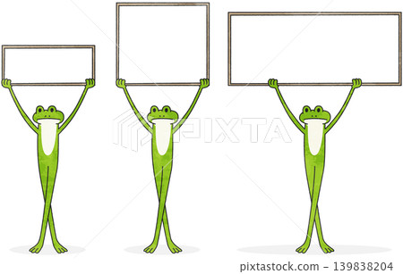 An illustration of a frog holding a sign above its head. An illustration of a frog holding a sign above its head. 139838204