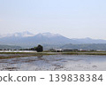 北海道春季鄉村景色和白雪皚皚的山峰 139838384