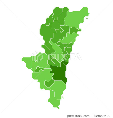 Infographic map of municipalities in Miyazaki Prefecture Infographic map of municipalities in Miyazaki Prefecture 139839390