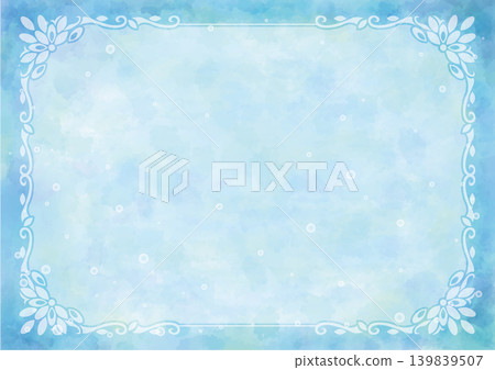 Background material <Water-themed background with decorative border> Background material <Water-themed background with decorative border> 139839507