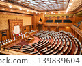 National Diet Building: A dignified and solemn interior view of the House of Councillors' main chamber. 139839604