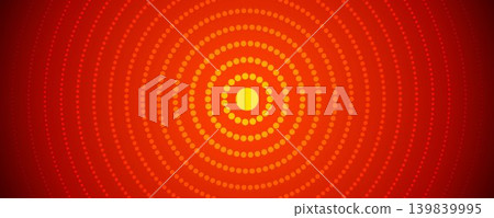 Red dot concentric circle background. Neon dash expanding epicenter waves. Radial sound signal or vibration backdrop. Dotted target, radar or sonar effect concept. Vector ripple hot gradient wallpaper Red dot concentric circle background. Neon dash expanding epicenter waves. Radial sound signal or vibration backdrop. Dotted target, radar or sonar effect concept. Vector ripple hot gradient wallpaper 139839995