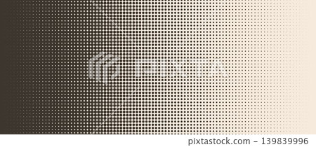 Retro beige halftone gradient background. Aged fading repeating polka dot texture. Repeated dotted gradation pattern. Vanishing comic pop art overlay backdrop. Vector cartoon raster effect wallpaper Retro beige halftone gradient background. Aged fading repeating polka dot texture. Repeated dotted gradation pattern. Vanishing comic pop art overlay backdrop. Vector cartoon raster effect wallpaper 139839996