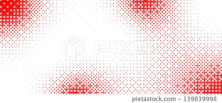 Red bitmap pixelated texture. Dotted dither gradient pattern background. 8 bit halftone faded pop art gradation wallpaper. Vanishing raster video arcade game backdrop for banner, poster, cover. Vector Red bitmap pixelated texture. Dotted dither gradient pattern background. 8 bit halftone faded pop art gradation wallpaper. Vanishing raster video arcade game backdrop for banner, poster, cover. Vector 139839998