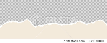 Beige torn paper bottom element background. Jagged uneven edge wave border for letterhead, header, footer, design template, collage, banner, sticker, poster. Vector curve paper piece frame divider Beige torn paper bottom element background. Jagged uneven edge wave border for letterhead, header, footer, design template, collage, banner, sticker, poster. Vector curve paper piece frame divider 139840001