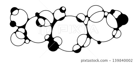Black morph bubbles pattern. Liner geometric round connected sphere concept. Abstract outline blob design element for logo, icon, tag, emblem, banner, signs, sticker. Morphing metaball shape. Vector 139840002