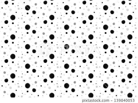 Hand-drawn | Polka dots | Watercolor style | Monochrome seamless pattern [PNG] 139840053