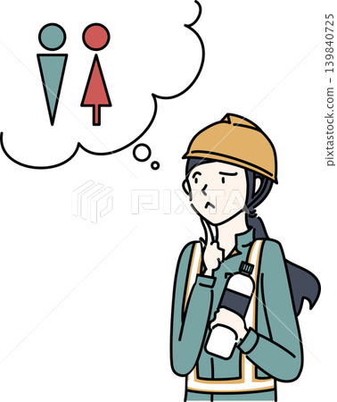 插圖描繪了一名女工因為擔心上廁所而猶豫不決,不敢喝水。 插圖描繪了一名女工因為擔心上廁所而猶豫不決,不敢喝水。 139840725