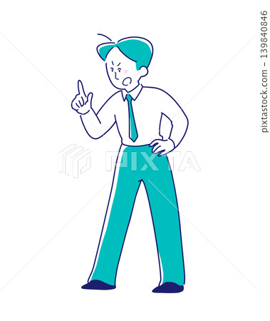 Illustration of a man giving a warning. 139840846