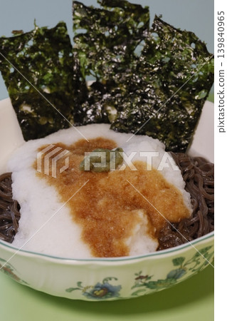 Soba Noodle Dish with Seaweed and Toppings Soba Noodle Dish with Seaweed and Toppings 139840965