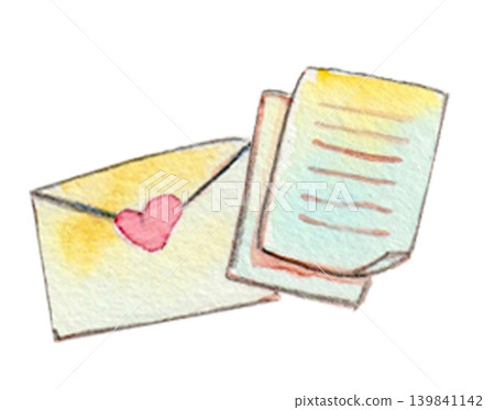 A watercolor illustration of a letter 139841142