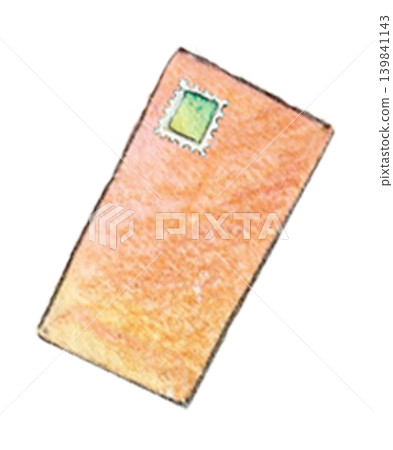 A brown envelope painted in watercolor 139841143