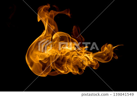 Fire flames on a black background Fire flames on a black background 139841549