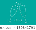 A cute, hand-drawn illustration of a glass toasting. 139841791