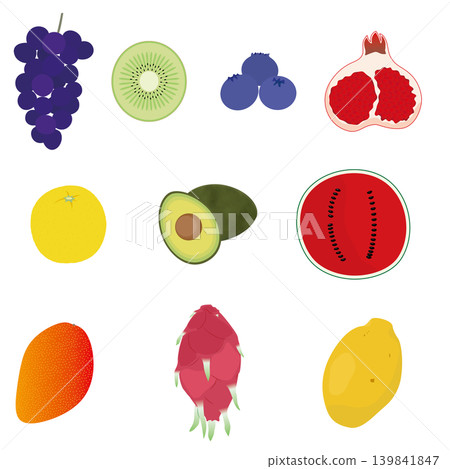 Simple Fruit Icon Set (2) Fruit Ingredient Illustrations - White Background Simple Fruit Icon Set (2) Fruit Ingredient Illustrations - White Background 139841847