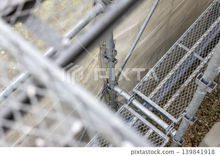 Steel scaffolding at a construction site Steel scaffolding at a construction site 139841918