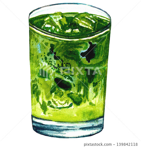 Iced Matcha Green Tea Drink 139842118
