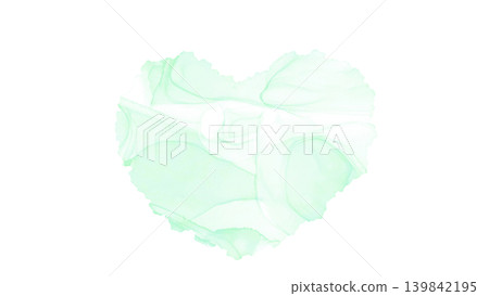 Mint green alcohol ink-style heart-shaped marble illustration Mint green alcohol ink-style heart-shaped marble illustration 139842195