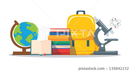 School Supplies and Science Equipment vector Illustration School Supplies and Science Equipment vector Illustration 139842232