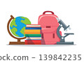 School Supplies and Science Equipment vector Illustration 139842235