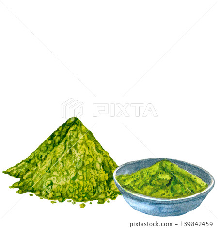 Matcha Powder with Blue Bowl Matcha Powder with Blue Bowl 139842459