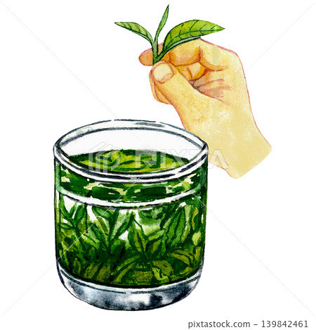 Tea Leaf Jar with Harvesting Hand 139842461