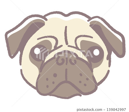 Pug. Illustration of a dog's face. Vector. 139842997