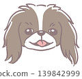 日本狆犬。狗臉插圖。向量圖。 日本狆犬。狗臉插圖。向量圖。 139842999