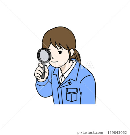 女工用放大鏡檢查/核對,品質控制(插圖) 女工用放大鏡檢查/核對,品質控制(插圖) 139843062