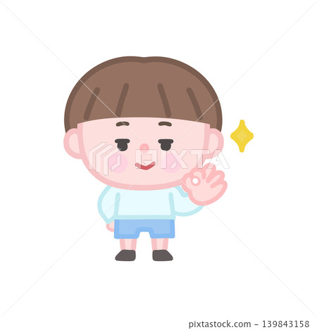 The boy gives the OK with a smug look on his face. The boy gives the OK with a smug look on his face. 139843158